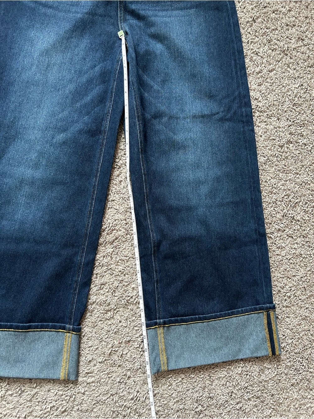 HALARA Dark Blue Wide Leg Jeans with Cuffed Hem - Picture 3 of 7